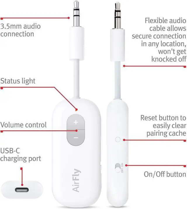 Alt view image 3 of 6 - Twelve South AirFly SE, Bluetooth Wireless Audio Transmitter