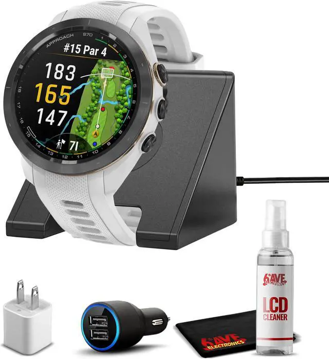 Main image of Garmin Approach S70S, White (42mm) with Accessories