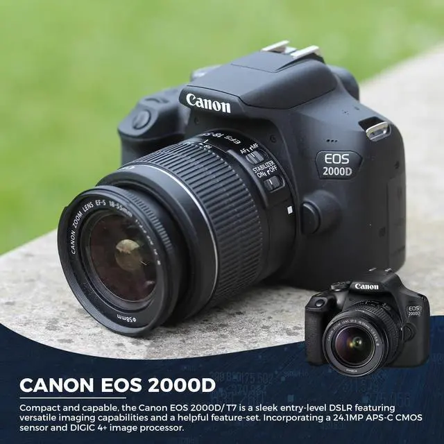Alt view image 2 of 4 - Canon EOS 2000D with EF-S 18-55mm IS II Lens (Intl Model) Ultimate Bundle