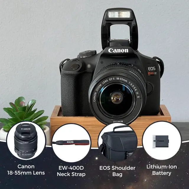 Alt view image 3 of 4 - Canon EOS Rebel T7 DSLR Camera with 18-55mm Lens Starter Bundle  + Includes: EOS Bag +  Sandisk Ultra 64GB Card + Clean and Care Kit + More