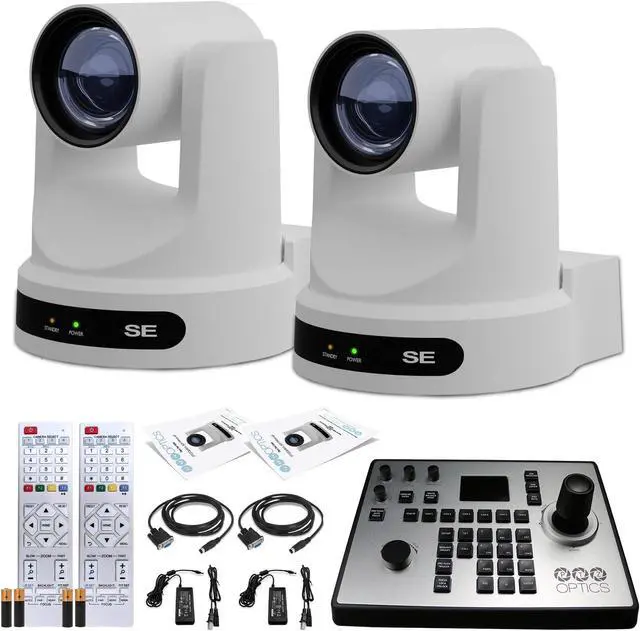Main image of 2 x PTZOptics Move SE PTZ Camera with 20x Optical Zoom (White) (PT20X-SE-WH-G3) + PT-JOY-G4 Controller
