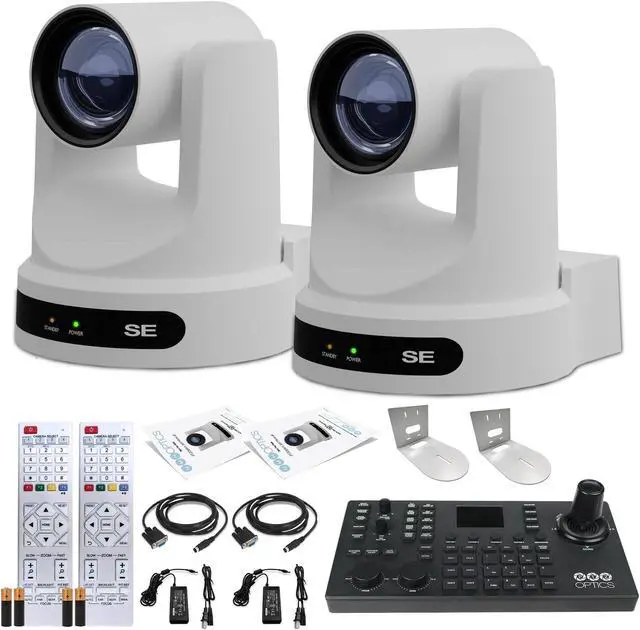 Main image of 2 x PTZOptics Move SE PTZ Camera with 20x Optical Zoom + SuperJoy PTZ Camera Controller + 2 x Wall Mount