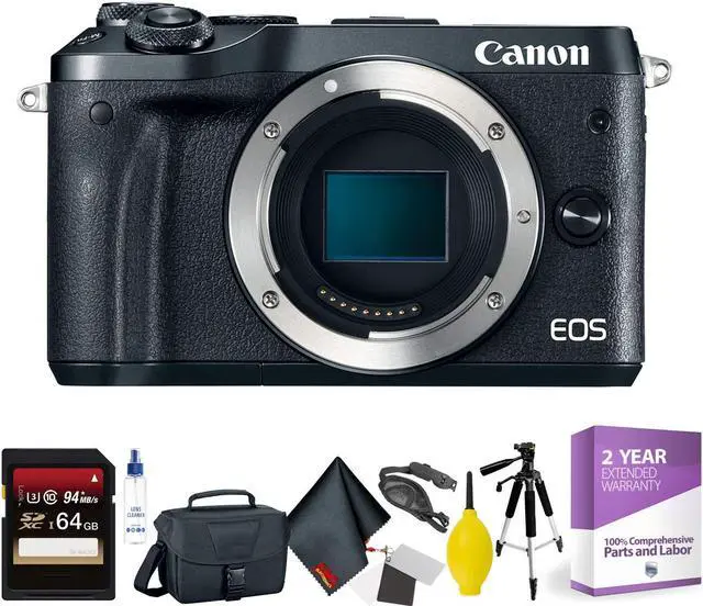 Alt view image 3 of 3 - Canon EOS M6 Mirrorless Digital Camera (Body Only, Black) + 64GB Memory Card + Mega Accessory Kit + 1 Year Warranty