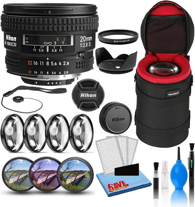 Main image of Nikon AF 20mm f/2.8D Wide-Angle Prime Lens (1913) Intl Model Bundle