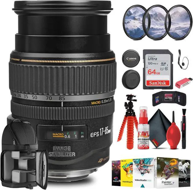 Main image of Canon EF-S 17-85mm f/4-5.6 IS USM Lens with Filter kit + Cleaning Kit + More