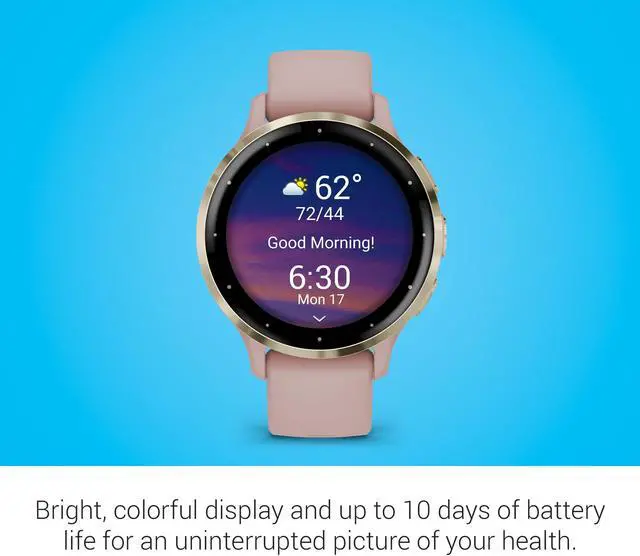 Alt view image 4 of 14 - Garmin Venu 3S, Soft Gold Stainless Steel Bezel with Dust Rose Case and Silicone Band | Smart Watch 010-02785-03