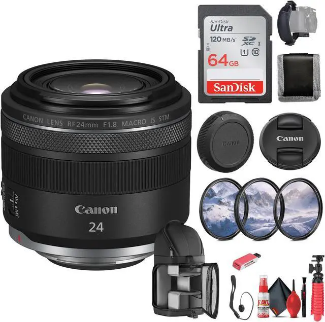 Main image of Canon RF 24mm f/1.8 Macro IS STM Lens (5668C002) + 64GB Memory Card - Bundle