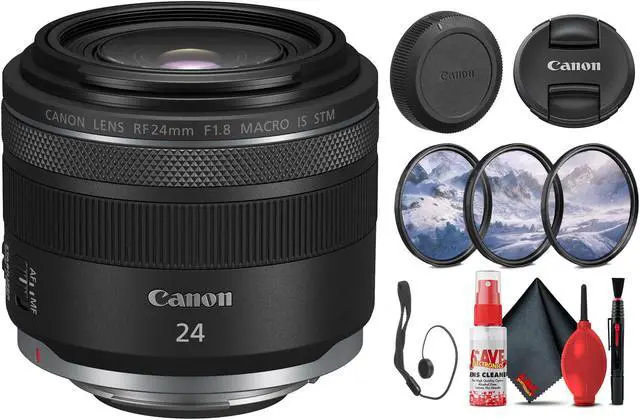 Main image of Canon RF 24mm f/1.8 Macro IS STM Lens (5668C002) + Filter Kit + Cap Keeper  - Bundle