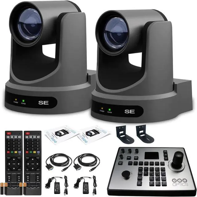 Main image of 2 x PTZOptics Move SE PTZ Camera with 12x Optical Zoom + PTZOptics PT-JOY-G4 + 2 x Wall Mount