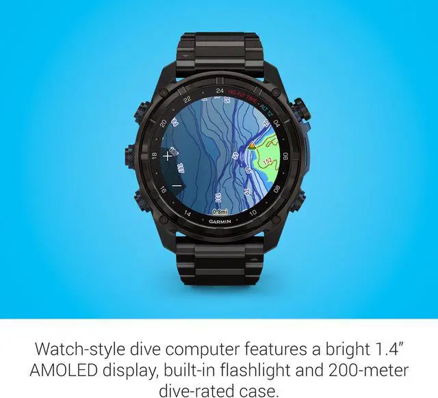 Alt view image 3 of 7 - Garmin Descent Mk3i, Dive Computer and Multisport GPS Smartwatch, Air Integration, Black Titanium