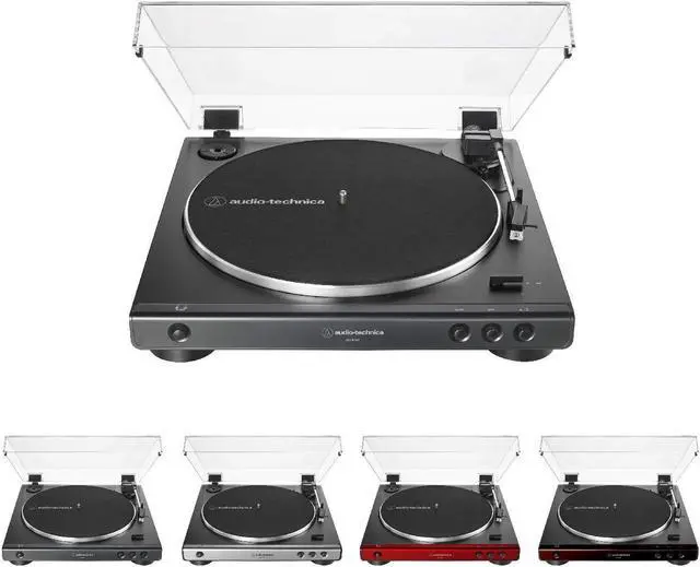 Alt view image 4 of 4 - Audio-Technica AT-LP60X-BK Fully Automatic Belt-Drive Stereo Turntable, Black, Hi-Fi, 2 Speed, Dust Cover, Anti-Resonance, Die-Cast Aluminum Platter