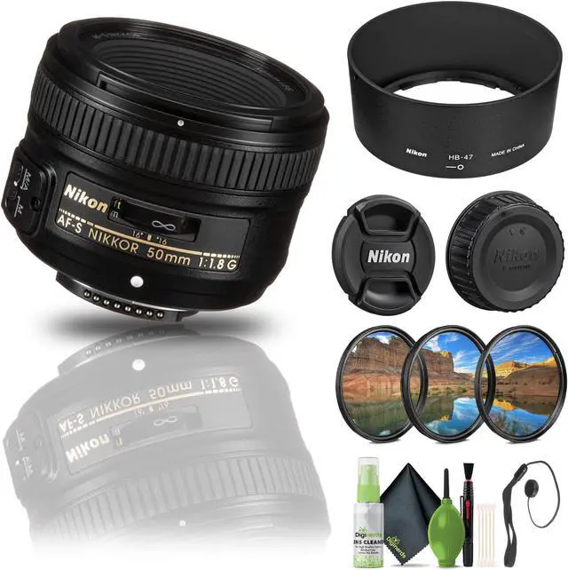 Main image of Nikon AF-S NIKKOR 50mm f/1.8G Lens (2199) + Filter Kit + Cap Keeper + Cleaning Kit - Bundle