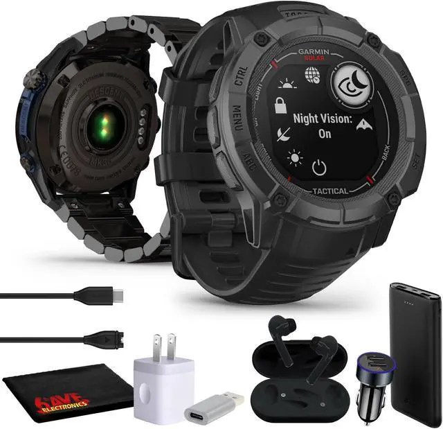 Main image of Garmin Instinct 2X Solar - Tactical Edition Rugged GPS Smartwatch (Black) Bundle