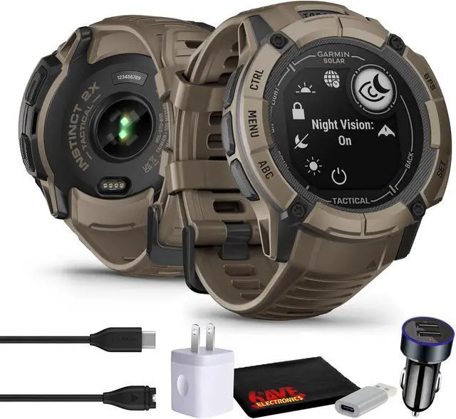Main image of Garmin Instinct 2X Solar Tactical Edition GPS Smartwatch, Coyote Tan, Bundle