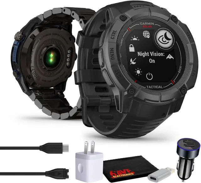 Main image of Garmin Instinct 2X Solar - Tactical Edition Rugged GPS Smartwatch (Black) Bundle