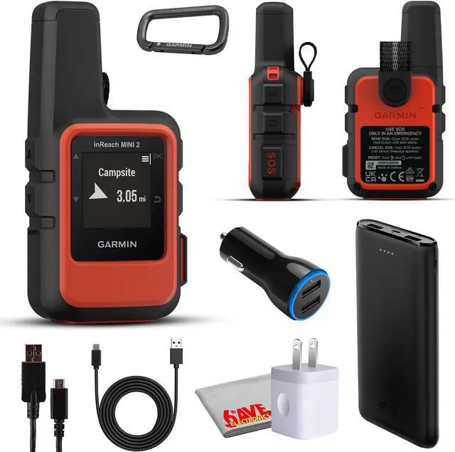 Main image of Garmin inReach Mini 2 Satellite Communicator Handheld for Hiking Bundle - Red