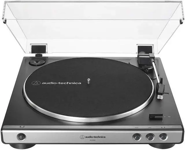Main image of Audio-Technica AT-LP60X-GM Fully Automatic Belt-Drive Stereo Turntable, Gunmetal/Black, Hi-Fi, 2 Speed, Dust Cover, Anti-Resonance, Die-Cast Aluminum Platter