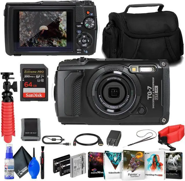 Main image of OM SYSTEM Tough TG-7 Camera - 2 Batteries + Float Strap + 64GB Card + Software + More