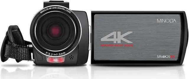Alt view image 9 of 10 - Minolta MN4K20NV 4K Ultra HD 3" Touchscreen Camcorder with Night Vision