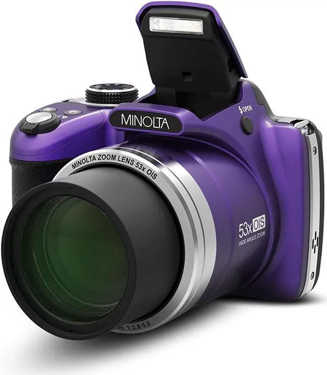 Alt view image 14 of 16 - Minolta MN53Z-P 16.0-Megapixel 53x Zoom Bridge Camera (Purple)