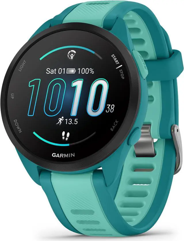 Alt view image 2 of 4 - Garmin Forerunner 165 Music GPS Running Smart watch Bundle -  Turquoise/Aqua