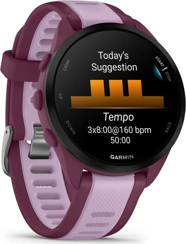 Alt view image 3 of 4 - Garmin Forerunner 165 Music GPS Running Smart watch Bundle - Berry/Lilac