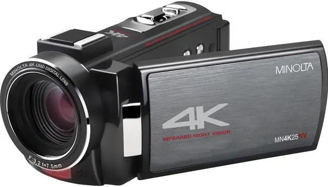 Alt view image 2 of 4 - Minolta MN4K25NV 4K Ultra HD 30 MP Night Vision Camcorder (Black) Bundle kit