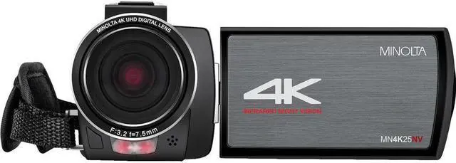 Alt view image 4 of 4 - Minolta MN4K25NV 4K Ultra HD 30 MP Night Vision Camcorder (Black) Bundle kit