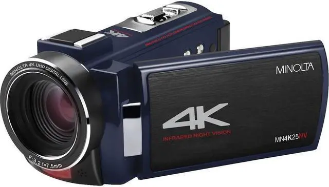 Alt view image 2 of 4 - Minolta MN4K25NV 4K Ultra HD 30 MP Night Vision Camcorder (MN4K25NV-W-BL) Bundle