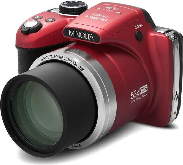 Alt view image 4 of 4 - Minolta Pro Shot MN53Z 16 MP HD Digital Camera with 53x Zoom, 1080p HD Video Bundle (Red)