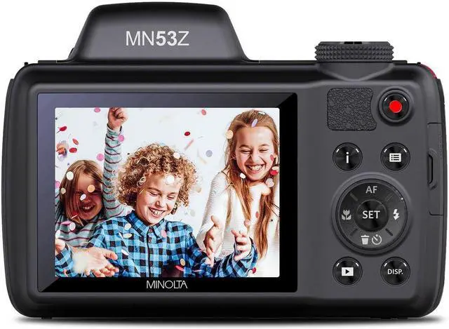 Alt view image 3 of 4 - Minolta Pro Shot MN53Z 16 MP HD Digital Camera with 53x Zoom, 1080p HD Video Bundle (Red)