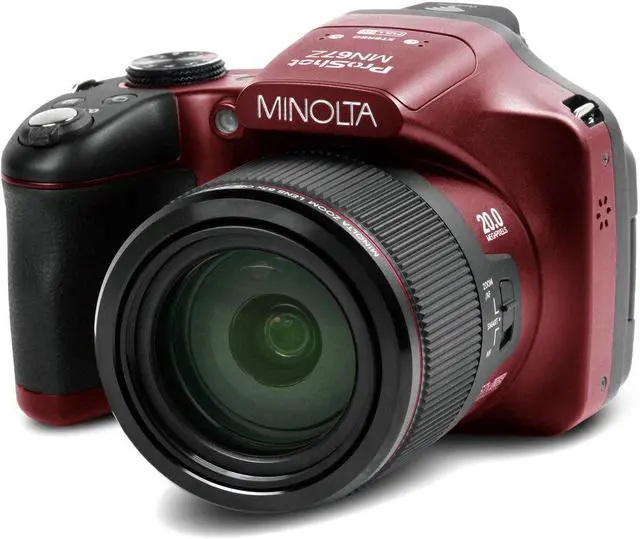 Alt view image 2 of 4 - Minolta Pro Shot 20 MP HD Digital Camera with 67x Zoom, 1080p HD Video Bundle (Red)