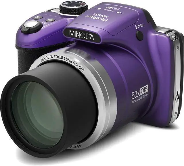 Alt view image 4 of 4 - Minolta Pro Shot MN53Z 16 MP HD Digital Camera with 53x Zoom, 1080p HD Video Bundle (Purple)