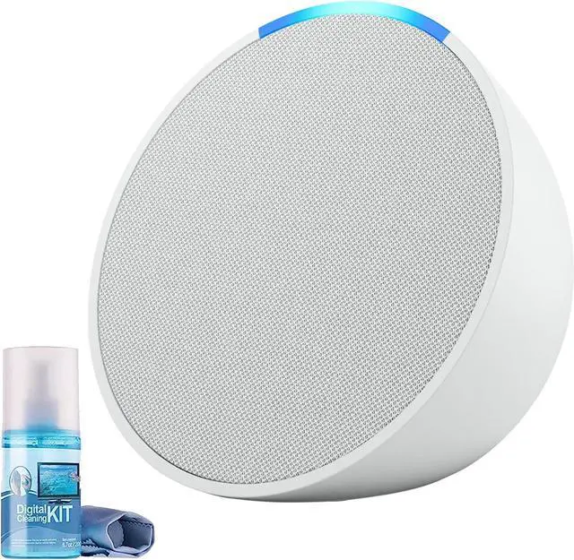 Main image of Echo Pop (1st Generation) Smart Speaker - Glacier White with Cleaning Kit