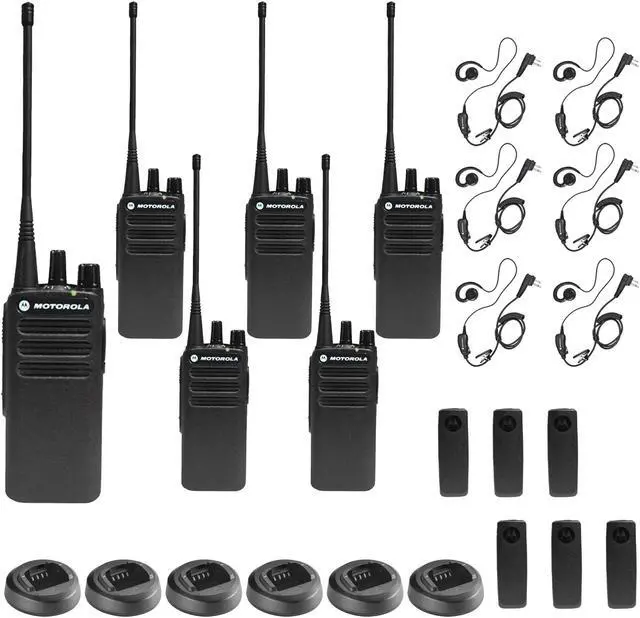 Main image of Motorola CP100D Analog UHF Portable Non-Display Two Way Radio, 16 Channel, - 6 Pack With Mics Bundle