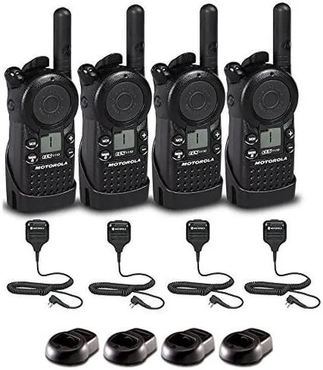 Main image of 4 x Motorola CLS1110 UHF 1W 1-Channel 2-Way Radio - 4 Pack With Mic Bundle