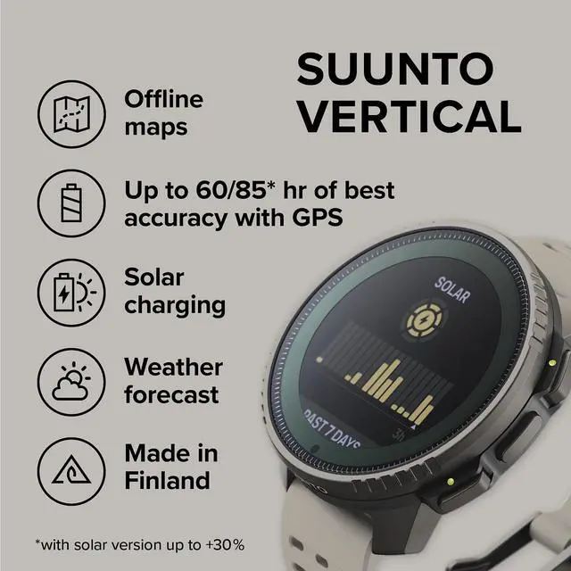 Alt view image 2 of 4 - SUUNTO Vertical: Adventure GPS Watch, Large Screen, Offline Maps, Solar Charging - Titanium/Sand