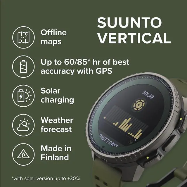 Alt view image 2 of 4 - SUUNTO Vertical: Adventure GPS Watch, Large Screen, Offline Maps, Solar Charging - Titanium/Forest