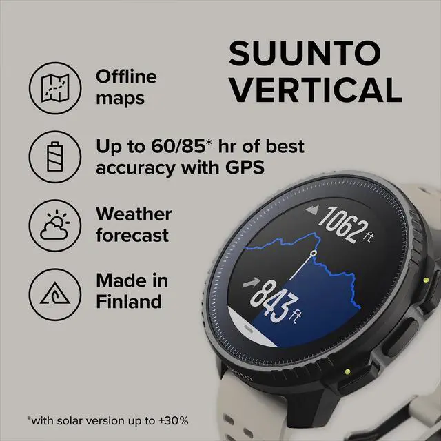 Alt view image 2 of 4 - SUUNTO Vertical: Adventure GPS Watch, Large Screen, Offline Maps, Black/Sand