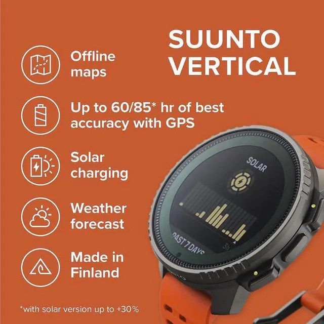 Alt view image 2 of 4 - SUUNTO Vertical: Adventure GPS Watch, Large Screen, Offline Maps, Solar Charging - Titanium/Canyon