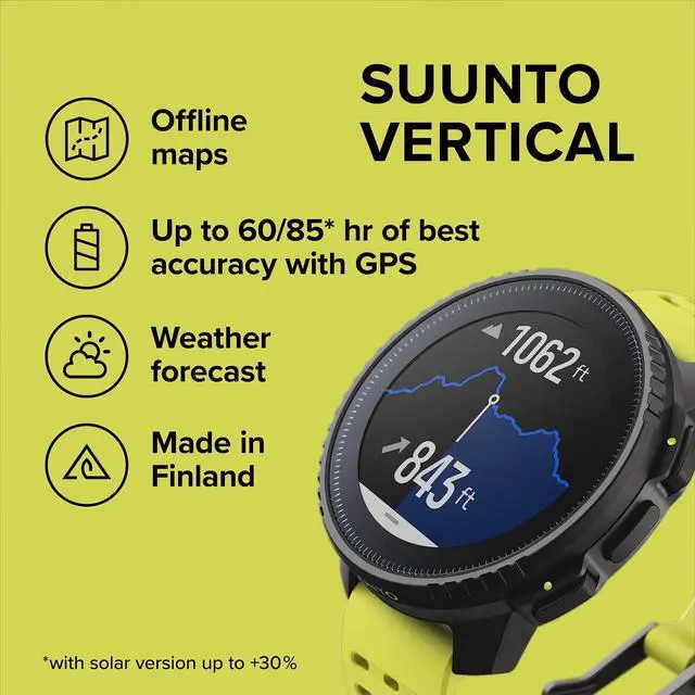 Alt view image 2 of 4 - SUUNTO Vertical: Adventure GPS Watch, Large Screen, Offline Maps, Black/Lime