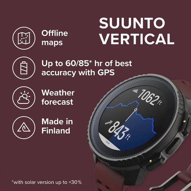 Alt view image 2 of 4 - SUUNTO Vertical: Adventure GPS Watch, Large Screen, Offline Maps,  Black/Ruby
