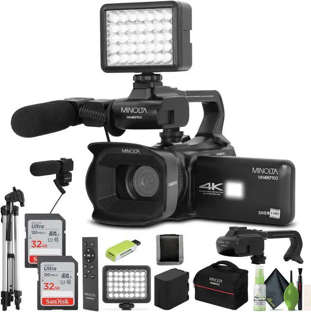 Main image of Minolta MN4KPRO 4K60FPS Ultra HD / 64 MP Autofocus Pro Camcorder w/WiFi - Bundle