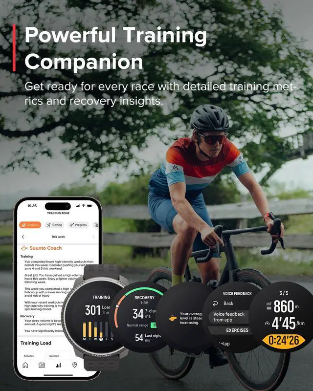 Alt view image 3 of 4 - SUUNTO Race Sports Watch, GPS Tracker w/Clearer AMOLED Touchscreen, Supports 95+ Sports for Training Insights & Recovery Metrics, Sapphire Lens