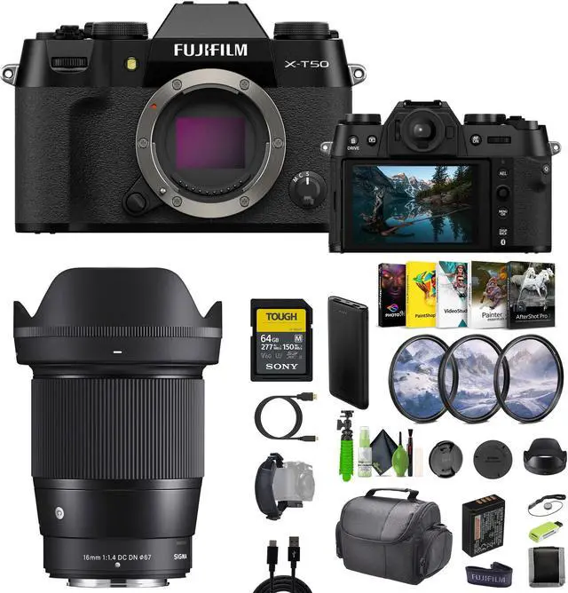 Main image of Fujifilm X-T50 Mirrorless Digital Camera + Sigma 16mm Contemporary Lens + More