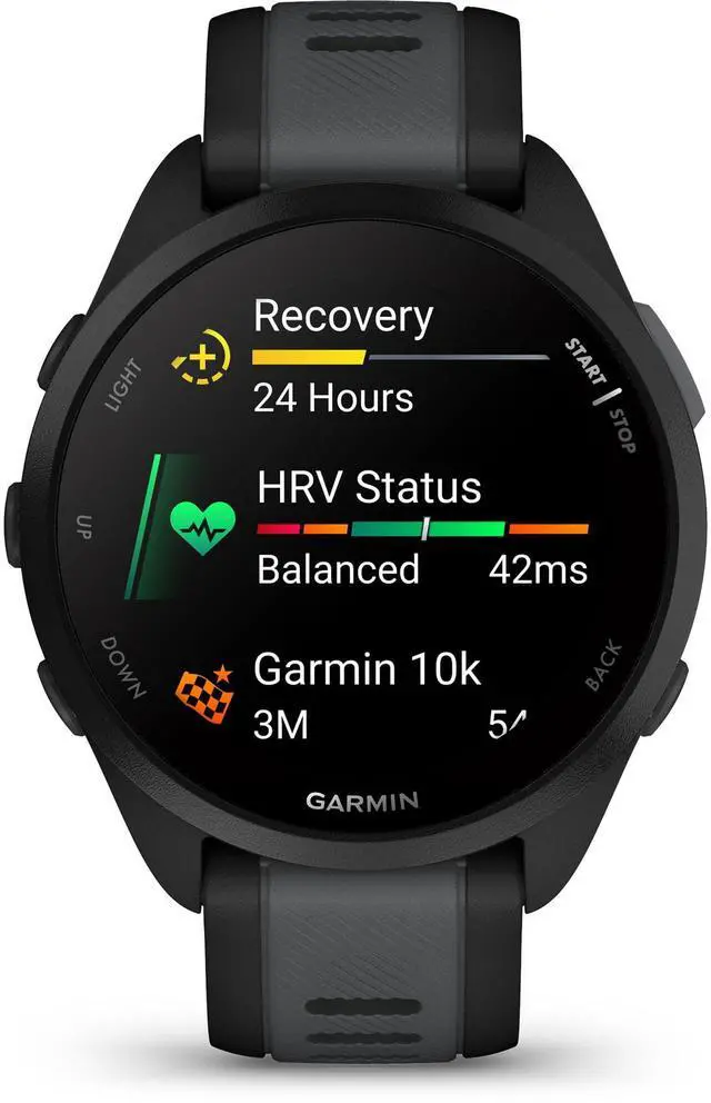 Alt view image 8 of 8 - Garmin Forerunner 165 Music, Black/Slate Grey | GPS Running Smart Watch 010-02863-30