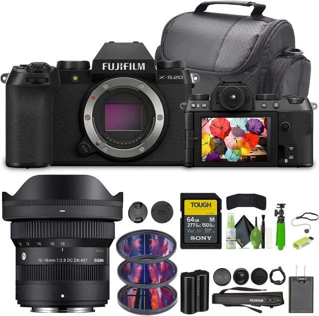 Main image of Fujifilm X-S20 Mirrorless Camera Body + Sigma 10-18mm f/2.8 DC Contemporary Lens