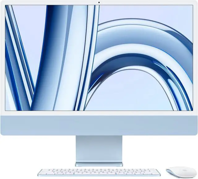 Main image of Apple 2023 iMac All-in-One Desktop Computer with M3 chip: 8-core CPU, 10-core GPU, 24-inch Retina Display, 8GB Unified Memory, 512GB SSD Storage, Matching Accessories. Works with iPhone/iPad; Blue