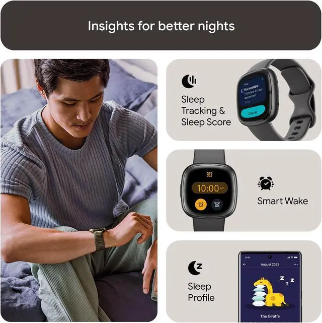 Alt view image 4 of 6 - Fitbit Sense 2, Advanced Health and Fitness Smartwatch, Shadow Grey / Graphite Aluminum | FB521BKGB-US