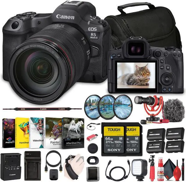 Main image of Canon EOS R5 Mark II Mirrorless Camera with 24-105mm f/4 Lens (6536C012) Bundle